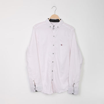 قميص أكمام طويلة من الهيبة رجالي قطن/ليكرا; أبيض